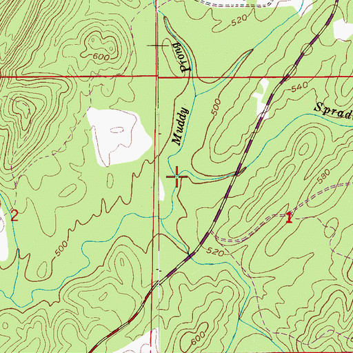 Topographic Map of Spradley Branch, AL