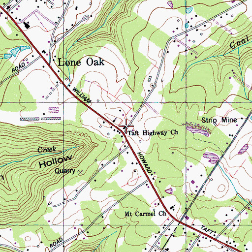 Topographic Map of Taft Highway Church, TN