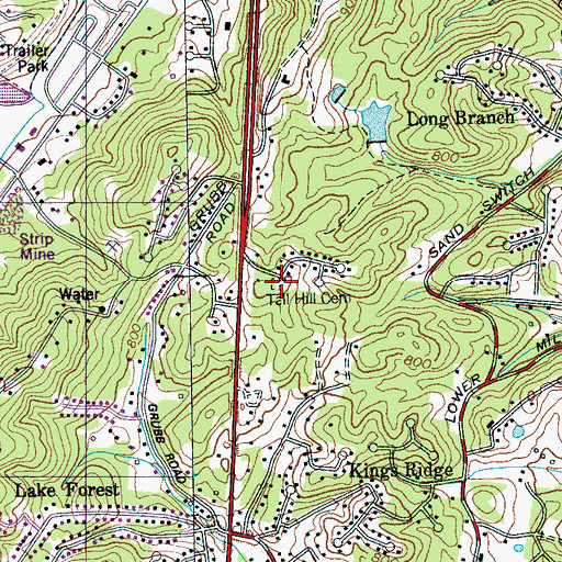 Topographic Map of Tall Hill Cemetery, TN