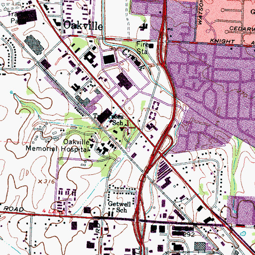 Topographic Map of Tall Trees School, TN