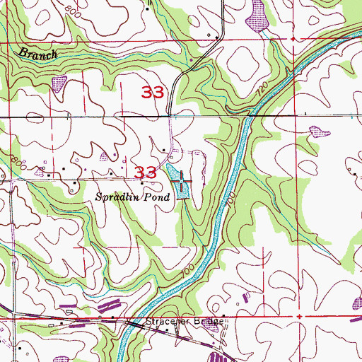 Topographic Map of Spradlin Pond, AL