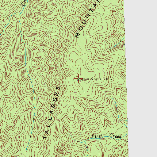 Topographic Map of Tallassee Mountain, TN