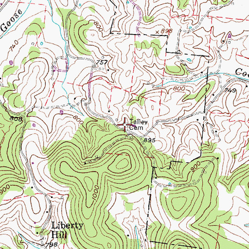 Topographic Map of Talley Cemetery, TN