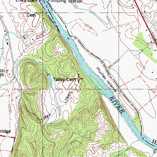 Topographic Map of Talley Cemetery, TN