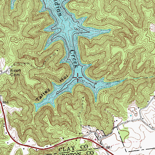 Topographic Map of Talley Hollow, TN