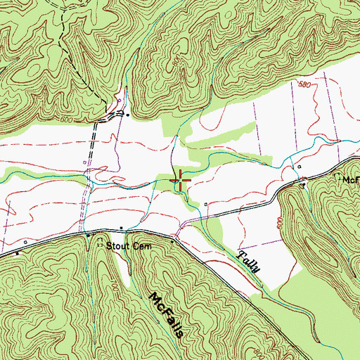 Topographic Map of Tally Branch, TN