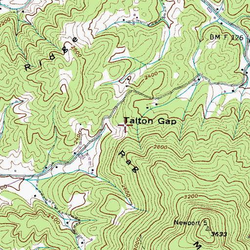 Topographic Map of Talton Gap, TN