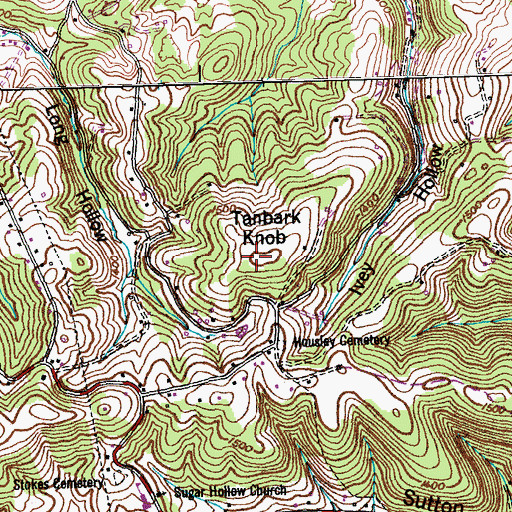 Topographic Map of Tanbark Knob, TN