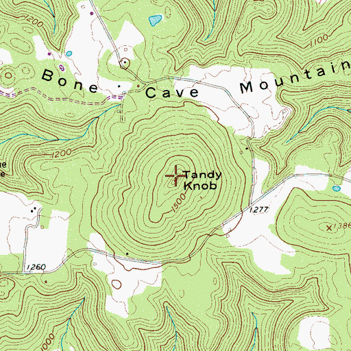 Topographic Map of Tandy Knob, TN