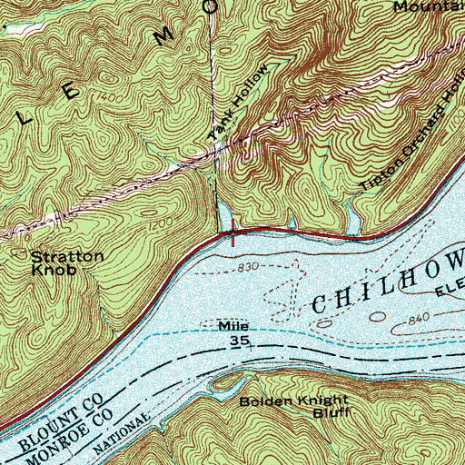 Topographic Map of Tank Hollow, TN