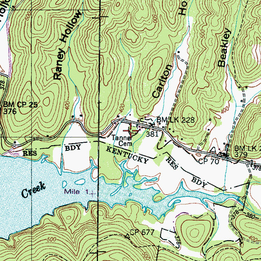 Topographic Map of Tanner Cemetery, TN