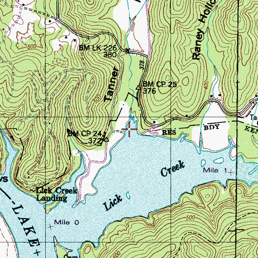 Topographic Map of Tanner Hollow, TN