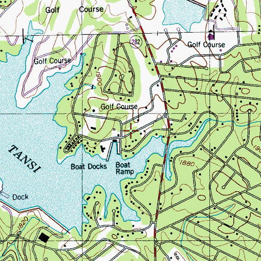 Topographic Map of Tansi Resort, TN