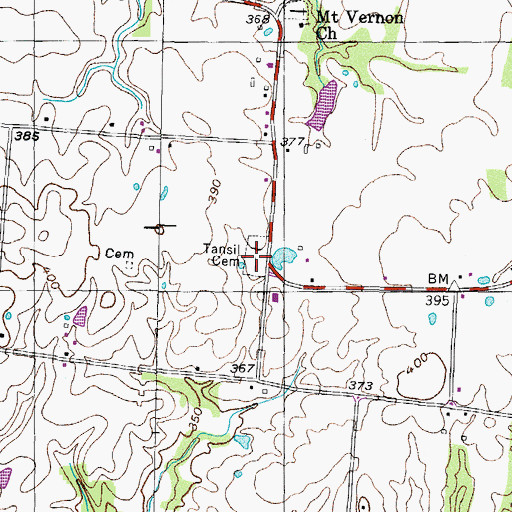 Topographic Map of Tansil Cemetery, TN
