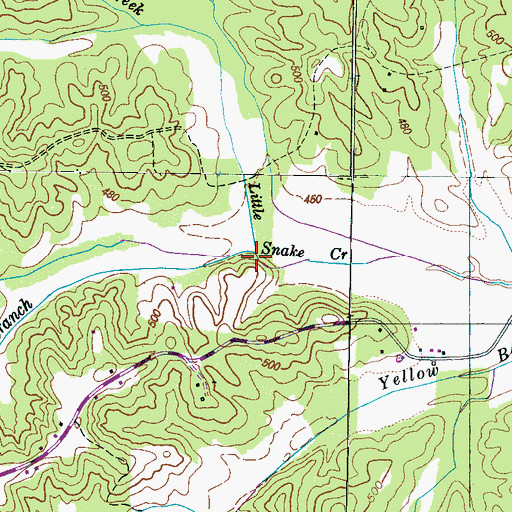 Topographic Map of Tanyard Branch, TN