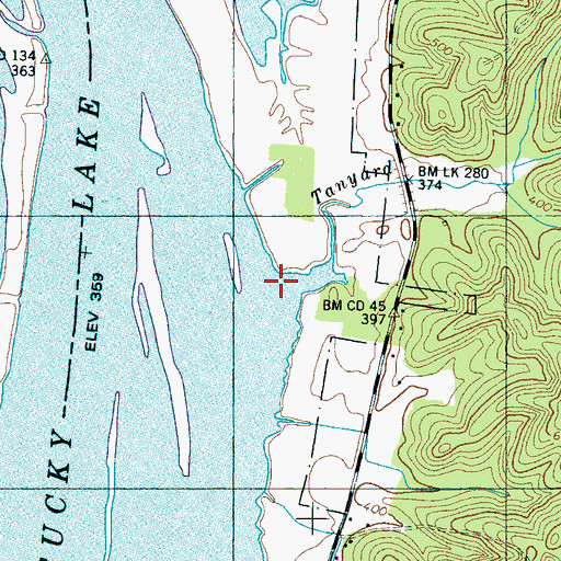 Topographic Map of Tanyard Branch, TN