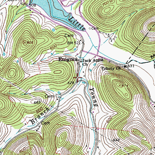 Topographic Map of Tanyard Branch, TN