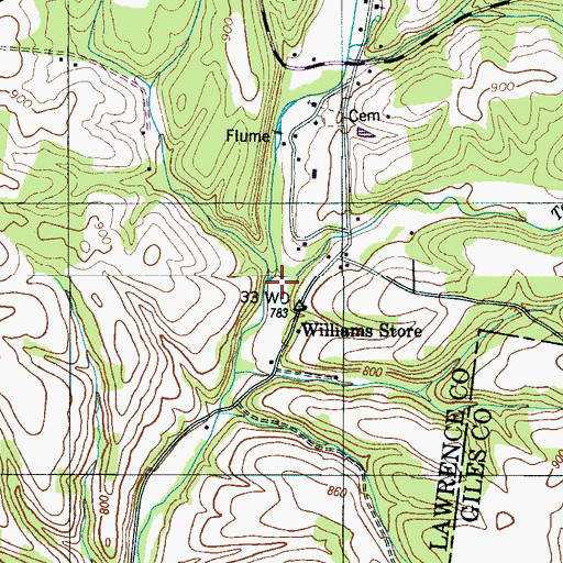 Topographic Map of Tanyard Branch, TN