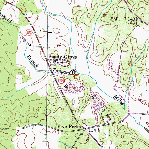 Topographic Map of Tanyard Branch, TN