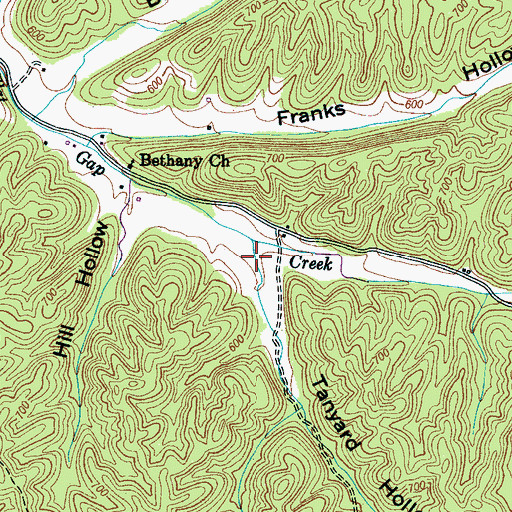 Topographic Map of Tanyard Hollow, TN