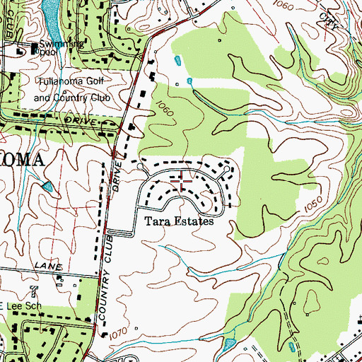 Topographic Map of Tara Estates, TN