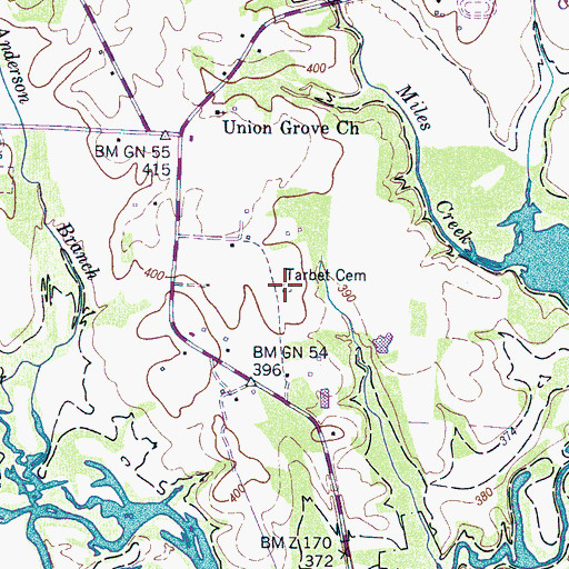 Topographic Map of Tarbet Cemetery, TN