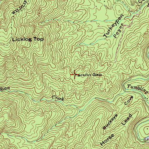 Topographic Map of Tarkiln Gap, TN