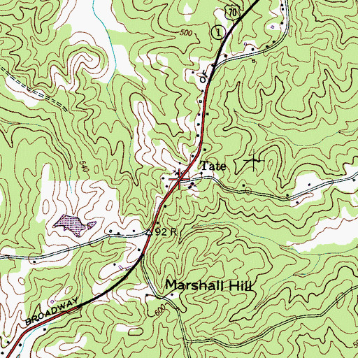 Topographic Map of Tate, TN