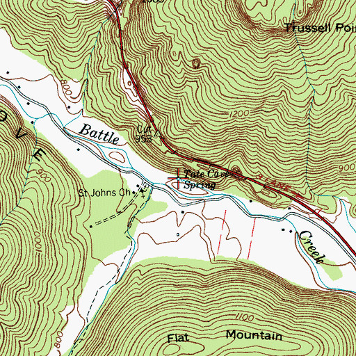 Topographic Map of Tate Cave Spring, TN