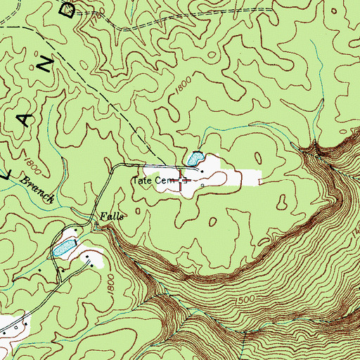 Topographic Map of Tate Cemetery, TN