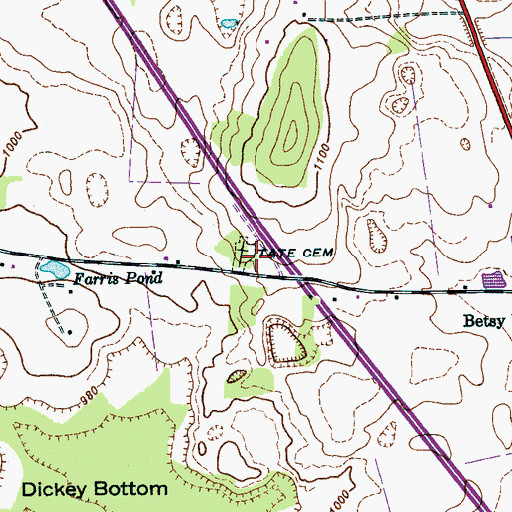 Topographic Map of Tate Cemetery, TN