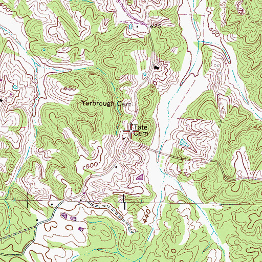 Topographic Map of Tate Cemetery, TN