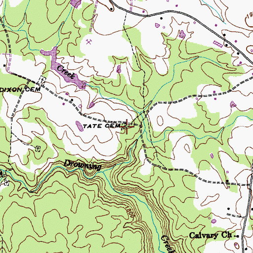 Topographic Map of Tate Cemetery, TN