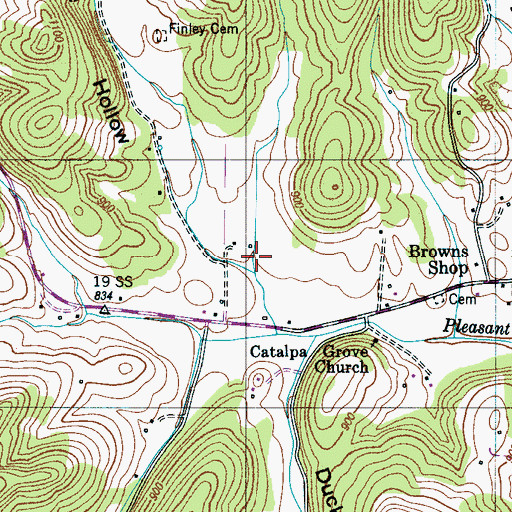 Topographic Map of Tate Hollow, TN