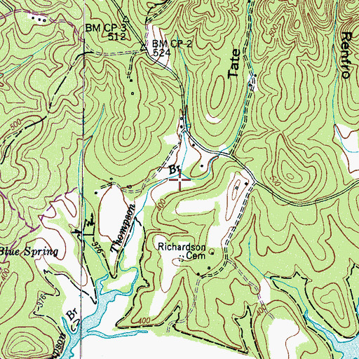 Topographic Map of Tate Hollow, TN