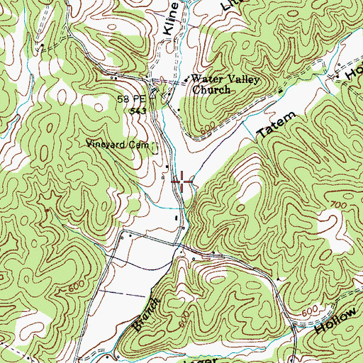 Topographic Map of Tatem Hollow, TN