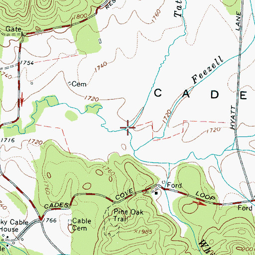 Topographic Map of Tater Branch, TN