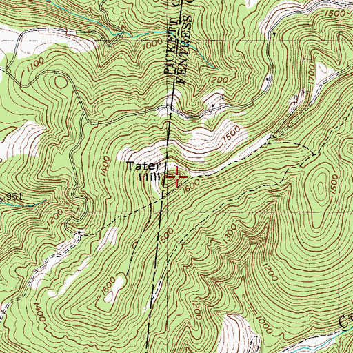 Topographic Map of Tater Hill, TN