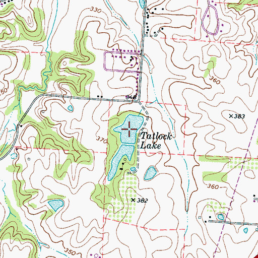 Topographic Map of Tatlock Lake, TN