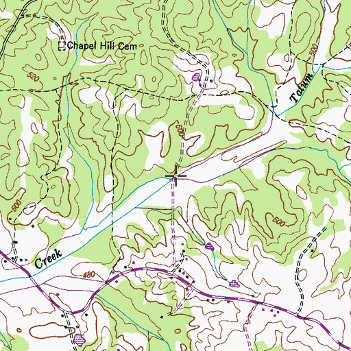 Topographic Map of Tatum Branch, TN