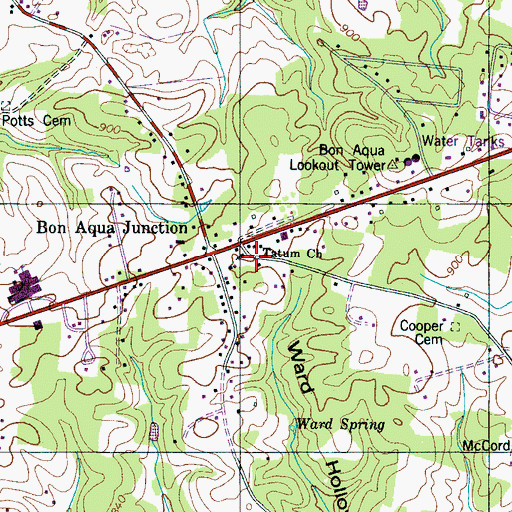 Topographic Map of Tatum Church, TN