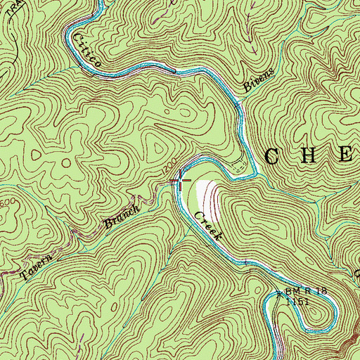 Topographic Map of Tavern Branch, TN