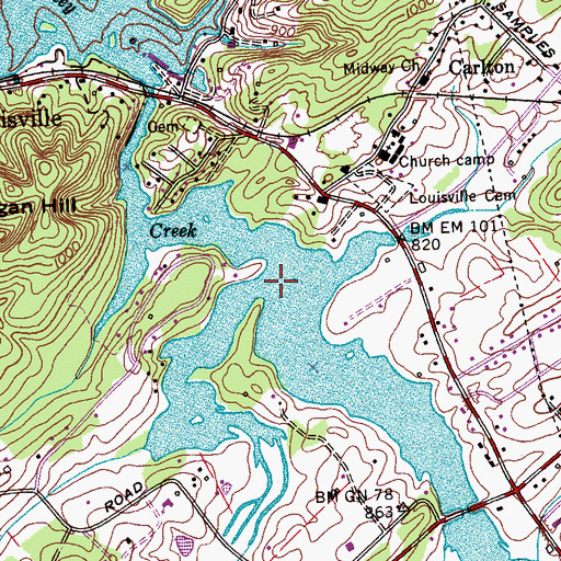 Topographic Map of Taylor Branch, TN