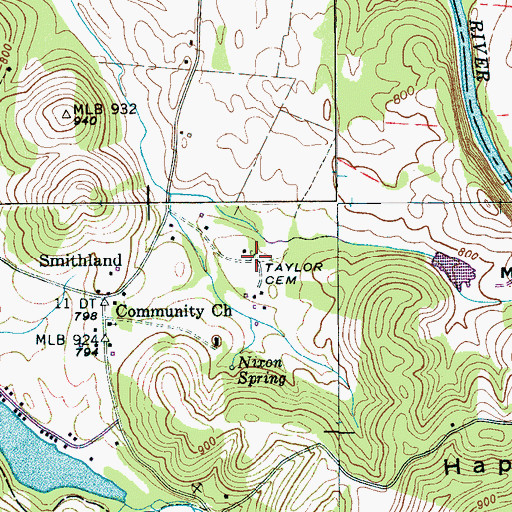 Topographic Map of Taylor Cemetery, TN