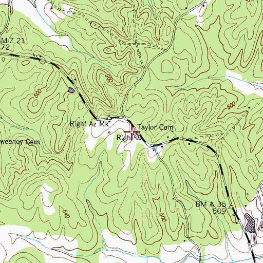 Topographic Map of Taylor Cemetery, TN
