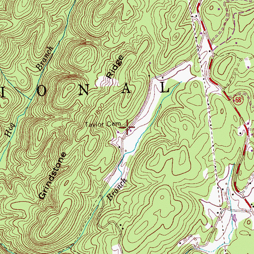 Topographic Map of Taylor Cemetery, TN
