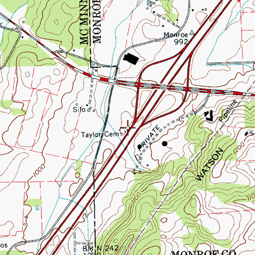 Topographic Map of Taylor Cemetery, TN