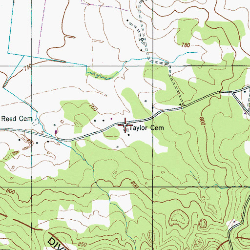 Topographic Map of Taylor Cemetery, TN