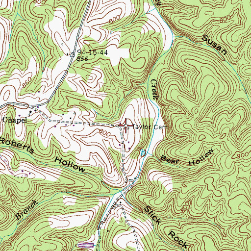 Topographic Map of Taylor Cemetery, TN