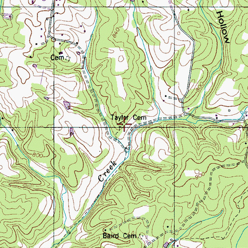 Topographic Map of Taylor Cemetery, TN